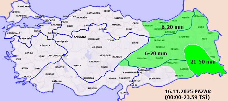 16 Kasım 2025 Pazar Günü Meteorolojik Veriler